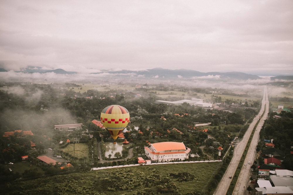 view from hot air balloon ride in chiang mai