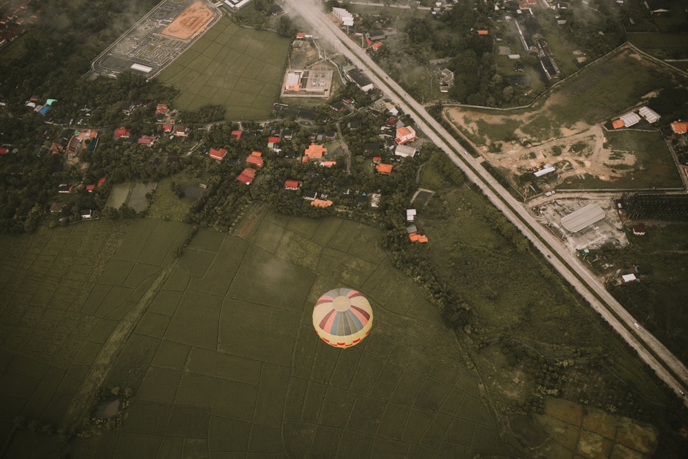 view from hot air balloon ride in chiang mai