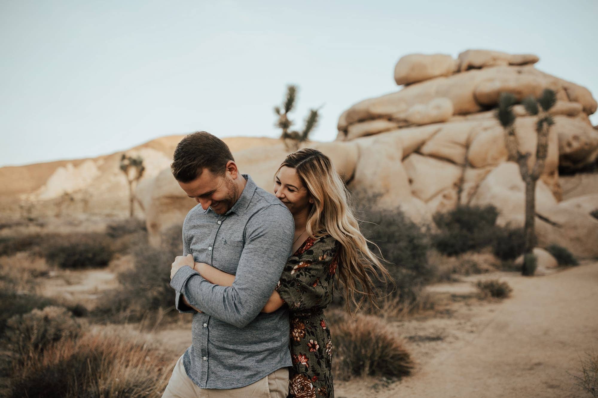 fun unique engagement photo at joshua tree