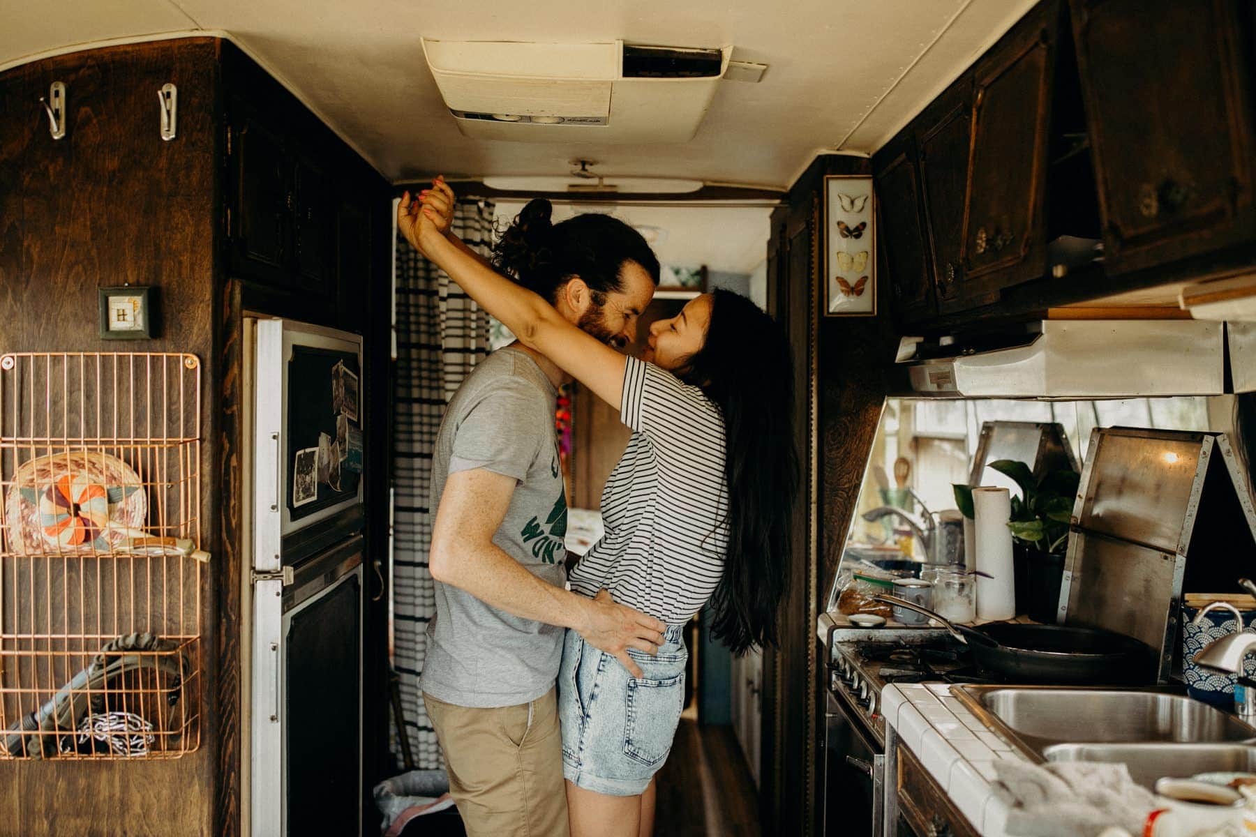couple in trailer