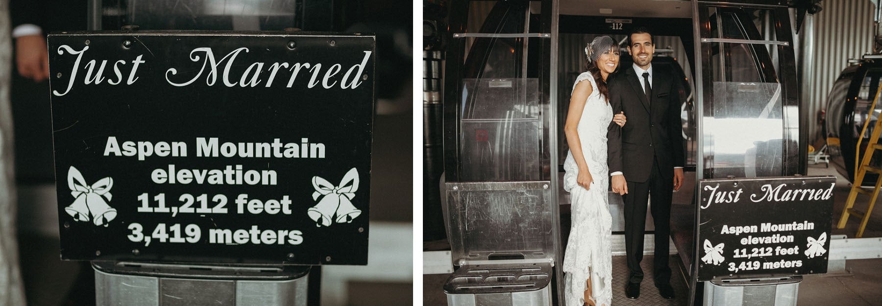 aspen, colorado gondola just married