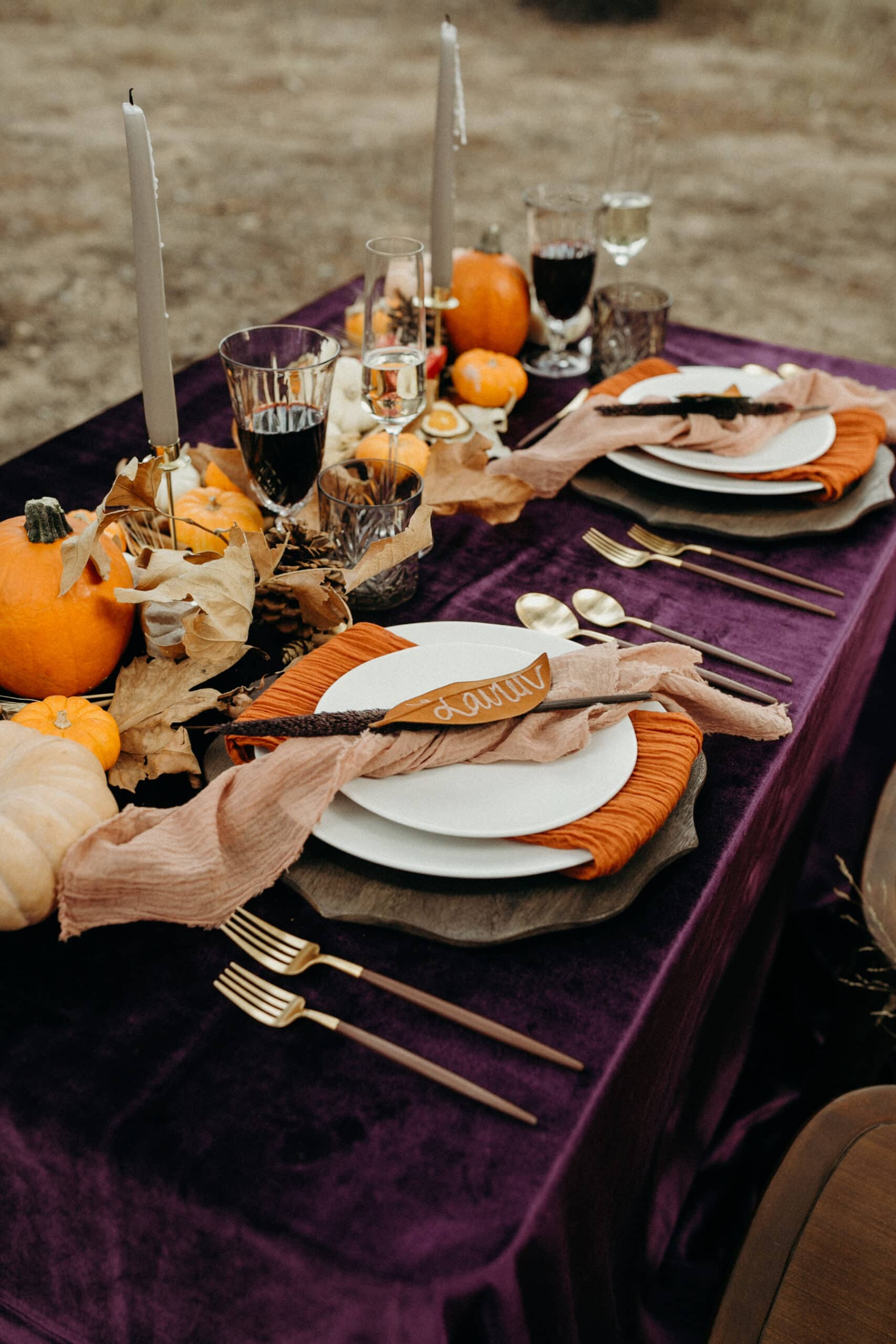 fall elopement table details inspiration