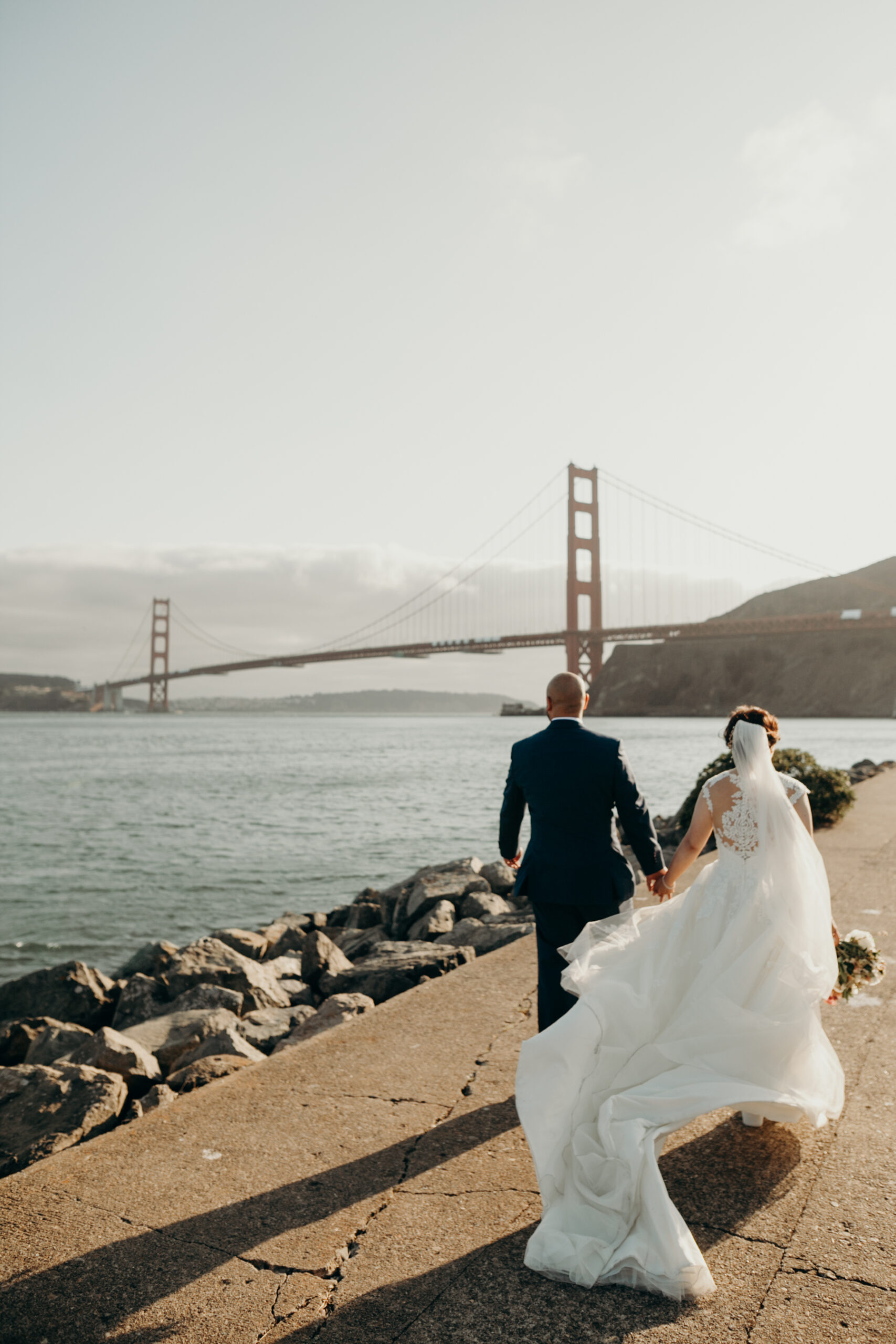wedding portraits right by the golden gate bridge