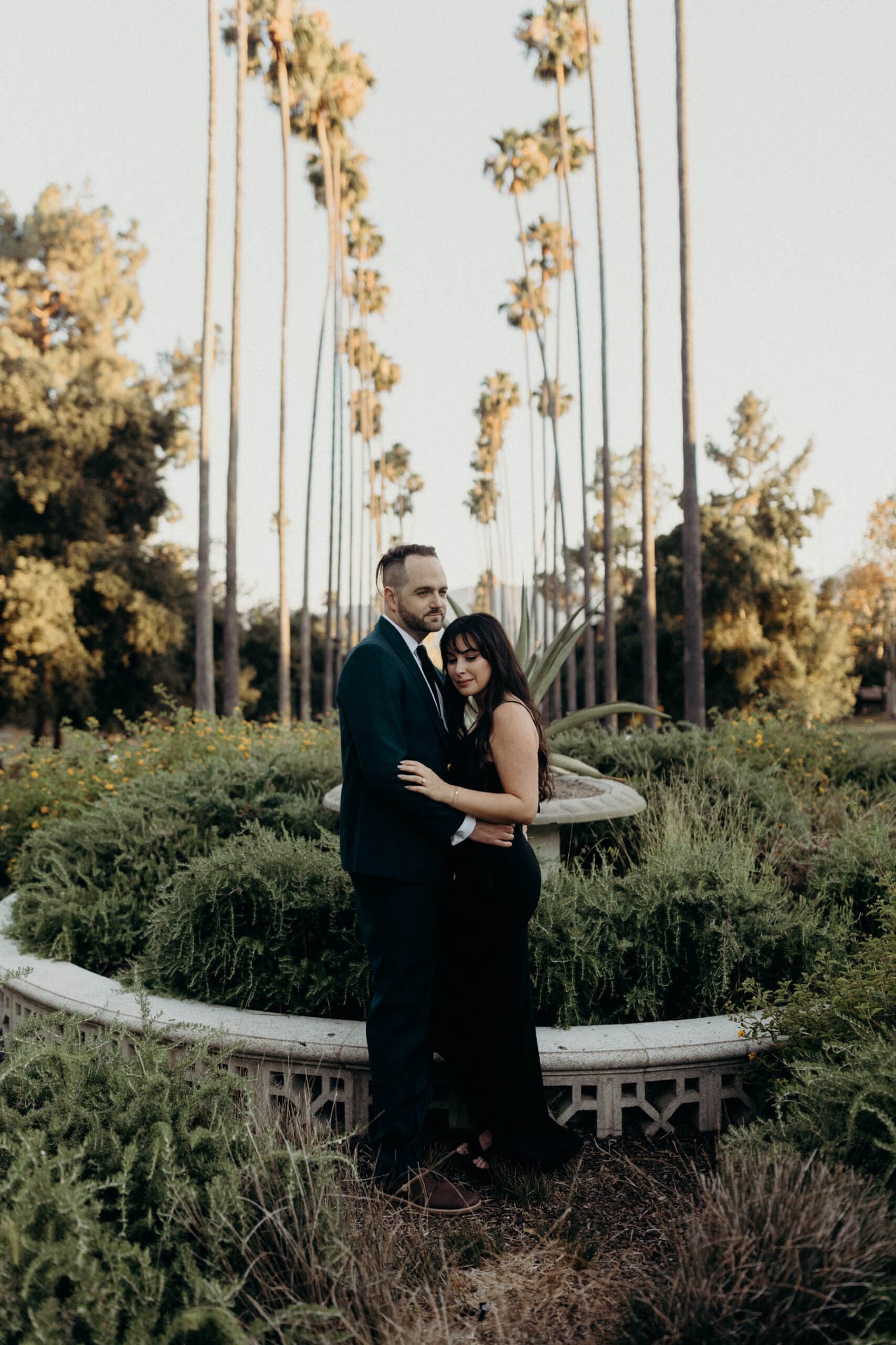 los angeles park engagement session with pal trees