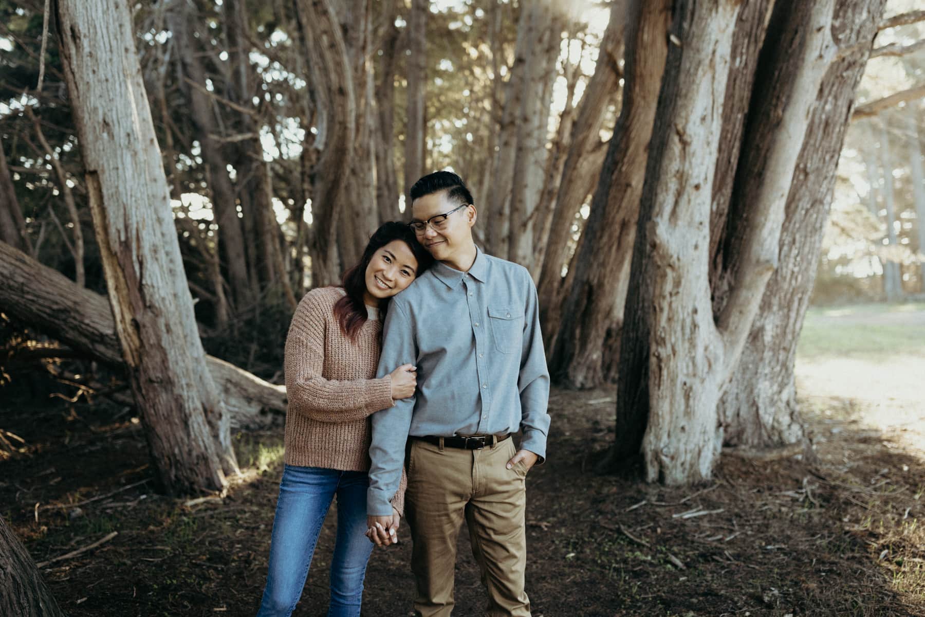 engagement session at cathedral of trees
